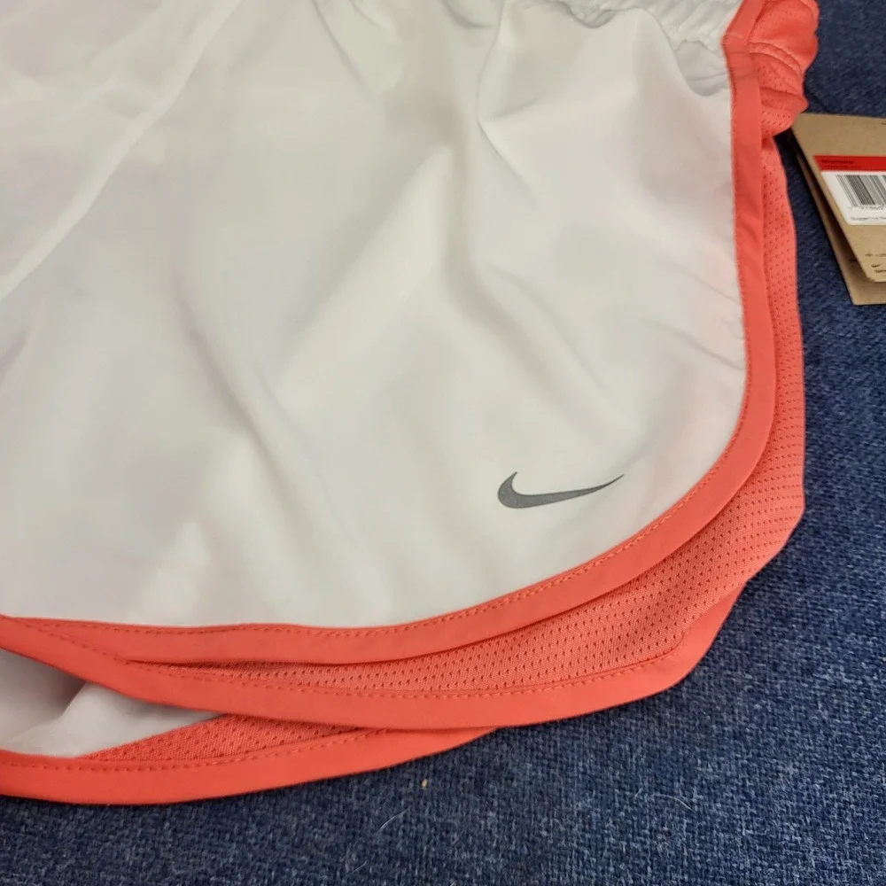 Nike Tempo Womens Large Dri-FIT 2 Pack Running Shorts White Coral Mid Rise